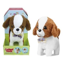 PLUSH DOG, BROWN-WHITE