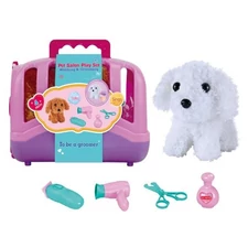 WHITE PLUSH DOG WITH PET SALON SET