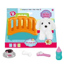 PLUSH DOG WITH PET FOOD PLAY SET
