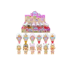 Sleeping doll in ice-cream case