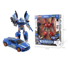 TRANSFORMATIVE CAR W / LIGHT, MUSIC, INCLUDED BATTERY, BLUE & WHITE
