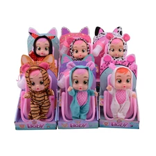 9” RUBBER DOLL W/ LACRIMATION & ACCESSORIES & 4 SOUNDS IC, 6 ASST