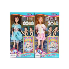 11.5” JOINTS BODY DOLL W/ 4.5” BENDABLE DOLL & ACCESSORIES, 2 PCS, 2 ASST