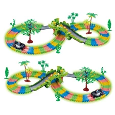 128 PCS GLOWING TRACK + 1 PCS CAR W/5 LED CAR + DINOSAUR W/LIGHT, SOUND