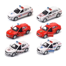 1:36 PULL BACK METAL POLICE CAR W / LIGHT, MUSIC (12 PCS/BOX)