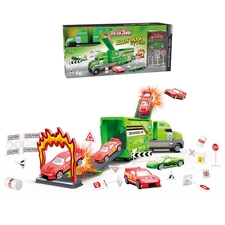 ALLOY TRUCK TRACTOR STORAGE BOX CAR TOY PARKING SET