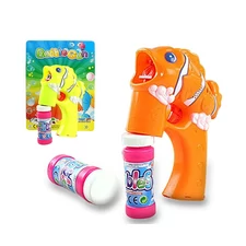 BUBBLE GUN W/LIGHT, MUSIC, 2 PCS BUBBLE WATER, ORANGE/YELLOW