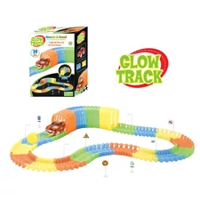 96 PCS GLOWING TRACKS + 1 CAR W/5 LED + 9 PCS ROAD SIGN