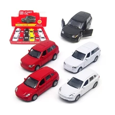 1:32 PULL BACK METAL LAND ROVER + PORSCHE CAR MODEL W / IC, 3 COLOR (BLACK/WHITE/RED), 2 ASST MIXED, 12 PCS / BOX