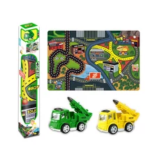 PLAYMAT SET W/ 1 PCS ALLOY PULL BACK CAR, 4 ASST - 2 COLOR CAR MIXED, 12 PCS/BOX