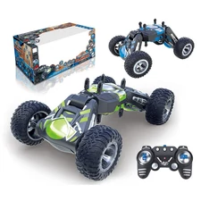1:6 2.4 GHZ RC DISTORTION CAR W/BATTERY, BLUE/GREEN MIXED