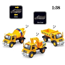 1:38 PULL BACK METAL TRUCK W / LIGHT, MUSIC, 3 ASST MIXED