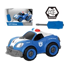 DIY BUILDING BLOCK POLICE CAR W/IC, SOUND, 22 PCS
