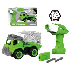 DIY B/O CITY SANITATION BUILDING BLOCKS CAR W/SOUND, 31 PCS