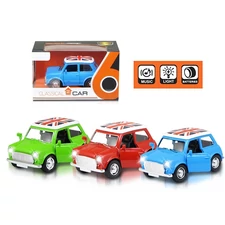 1:38 ALLOY PULL BACK CAR W / LIGHT, MUSIC, 3 COLOR MIXED