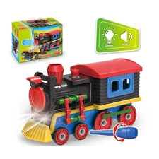 DIY SLIDE WHEEL TRAIN W / LIGHT, MUSIC, 3 AG13 BATTERY