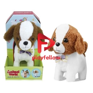 PLUSH DOG, BROWN-WHITE