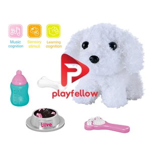 WHITE PLUSH DOG WITH FOOD SET