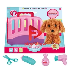 PLUSH DOG WITH PET SALON SET