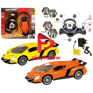 1:18 4 CH RC CAR W/GRAVITY SENSOR CONSOLE, BATTERY (YELLOW/ORANGE)