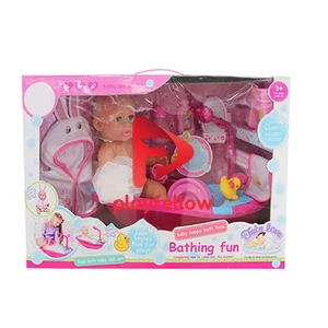 14 INCH BATHING BABY DOLL TOY WITH WATER SPRAY BATH TUB