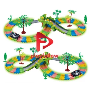 128 PCS GLOWING TRACK + 1 PCS CAR W/5 LED CAR + DINOSAUR W/LIGHT, SOUND