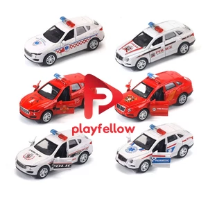 1:36 PULL BACK METAL POLICE CAR W / LIGHT, MUSIC (12 PCS/BOX)