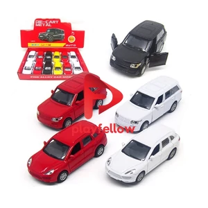 1:32 PULL BACK METAL LAND ROVER + PORSCHE CAR MODEL W / IC, 3 COLOR (BLACK/WHITE/RED), 2 ASST MIXED, 12 PCS / BOX