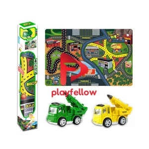 PLAYMAT SET W/ 1 PCS ALLOY PULL BACK CAR, 4 ASST - 2 COLOR CAR MIXED, 12 PCS/BOX