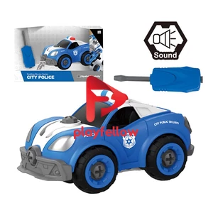 DIY BUILDING BLOCK POLICE CAR W/IC, SOUND, 22 PCS